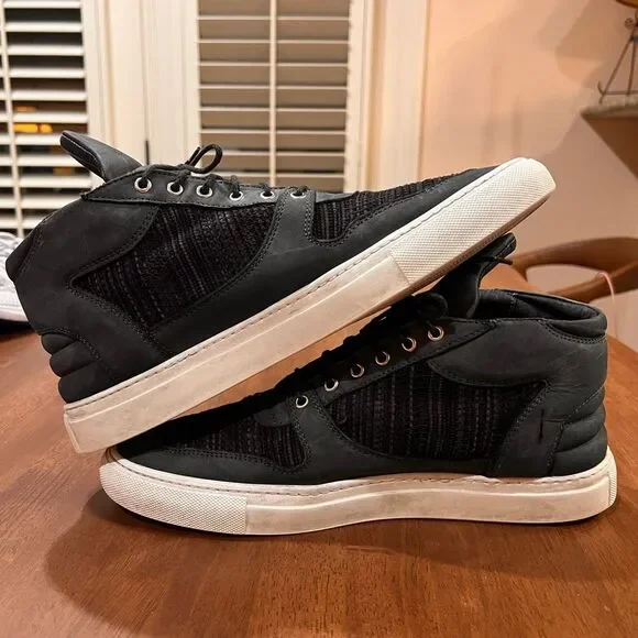 Filling Pieces High Top Sneakers US 11.5–12 Navy Suede Leather Handmade Portugal close main image 3